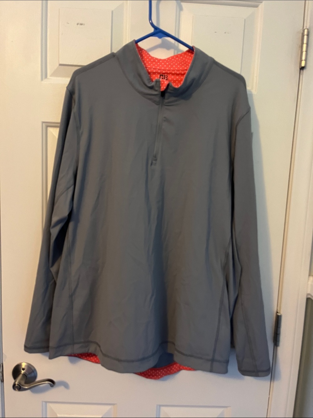 Graham Luxe Men's Gray Quarter-Zip Lightweight Shirt Jacket with Red Lining
